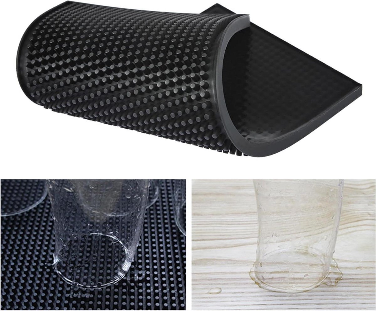 Goedkoopste Rubberen afdruipmat 30 x 15 x 1 cm - antislip onderzetter - zwart - servies en glazen
