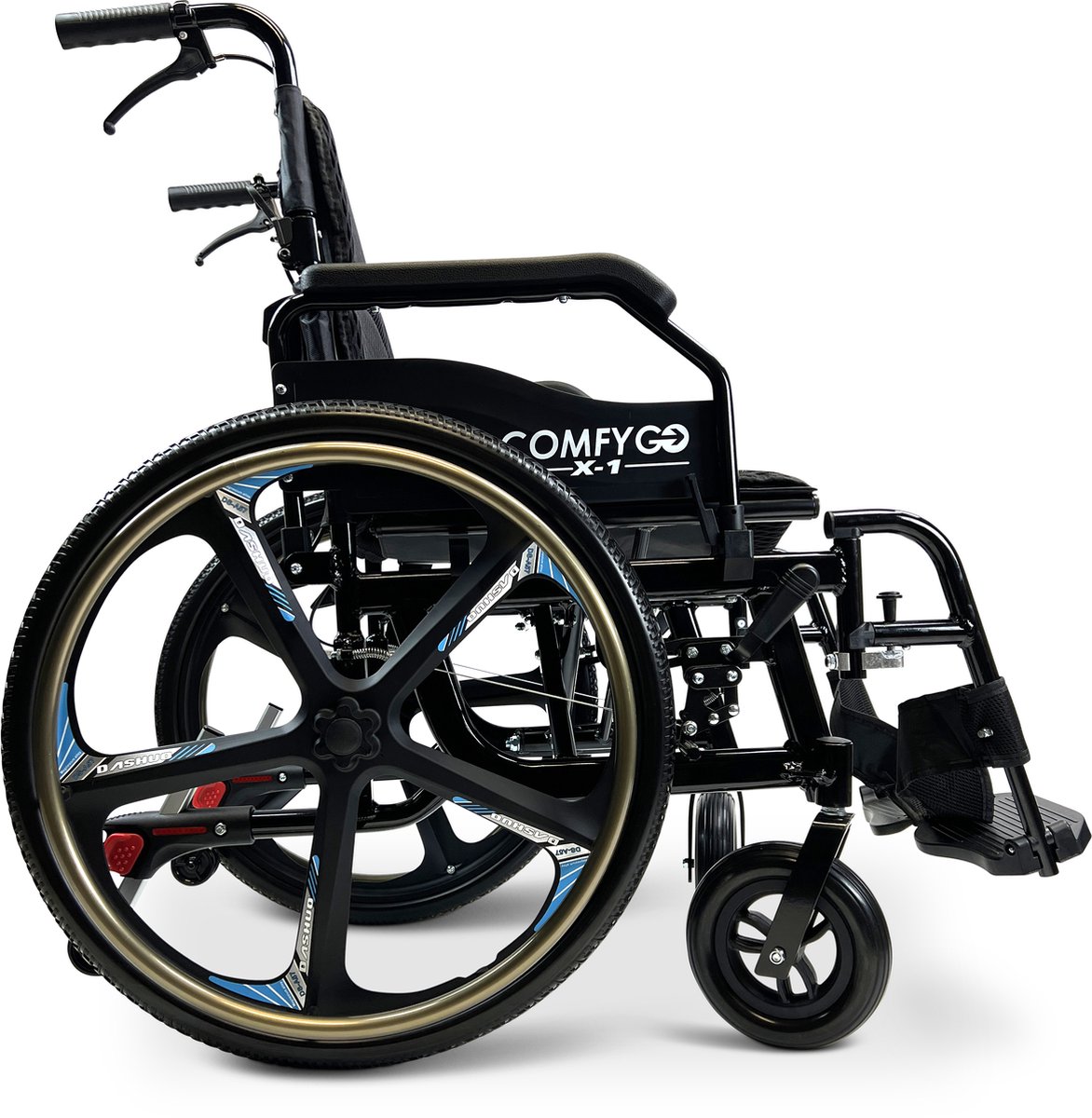 Goedkoopste COMFYGO X-1 SE Handbewogen Rolstoel, Lichtgewicht, Opvouwbare, Transportrolstoel, Duwrolstoel, met snel afneembare wielen (2025 Speciale Editie), Zwart, 51cm