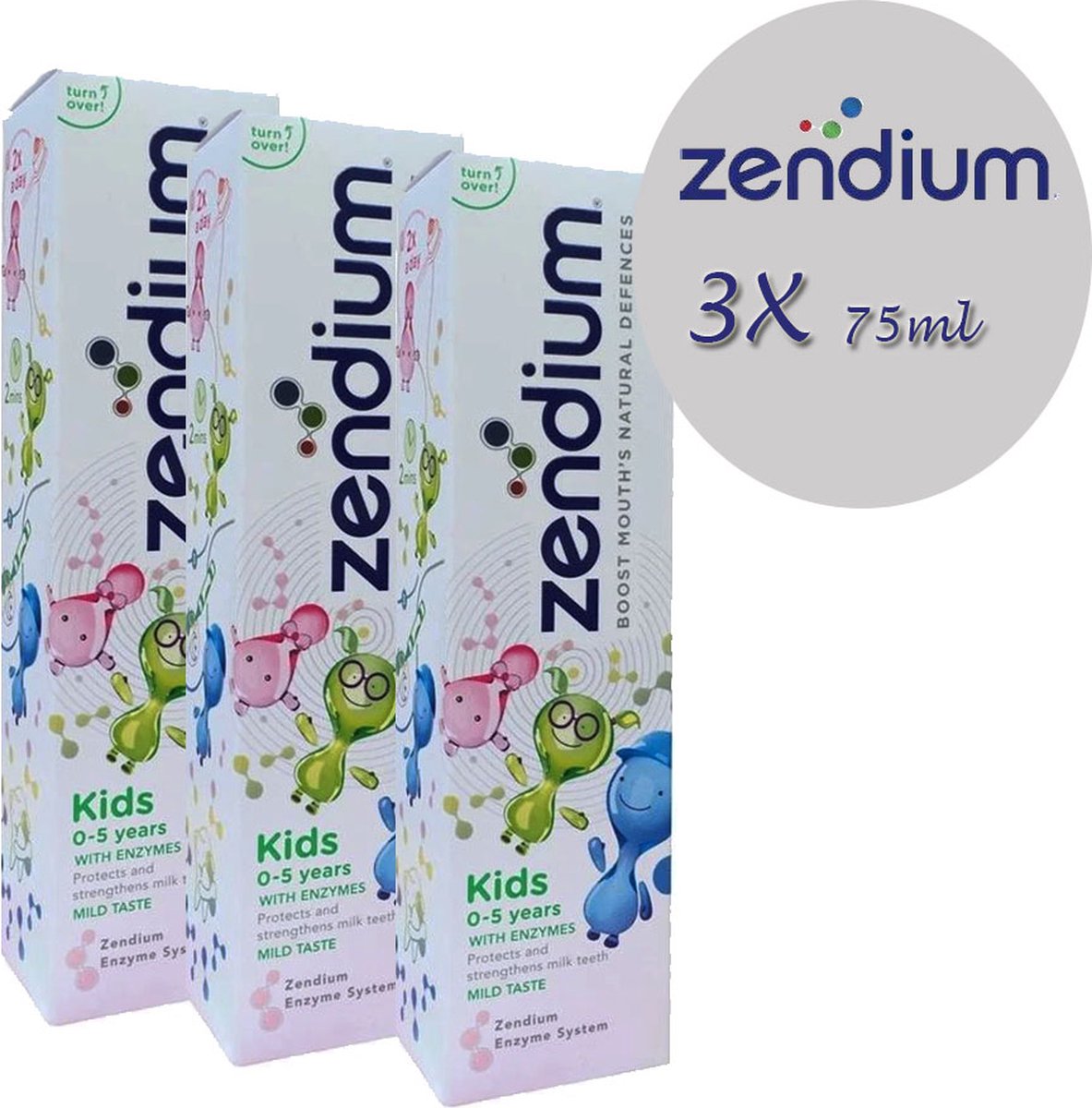 Goedkoopste Zendium Kids Tandpasta - 0-5 jaar - 3 x 75 ml