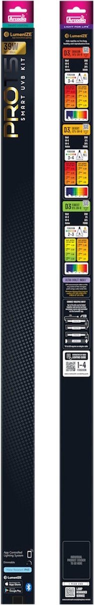 Arcadia Lumenize Pro T5 UVB Kit Dragon 14% UVB 900mm 39W | Appgestuurde T5 UVB terrariumverlichting voor woestijnreptielen
