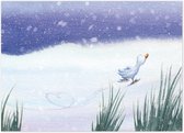 Kerstkaarten | Set van 4 | Eendje schaatst hartjes | Illu-Straver