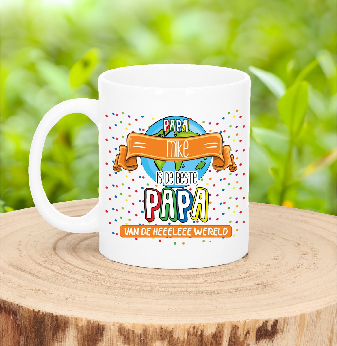 Bellatio Decorations Naam mok papa Mike - wit - de beste - keramiek - 300 ml - Vaderdag - cadeau