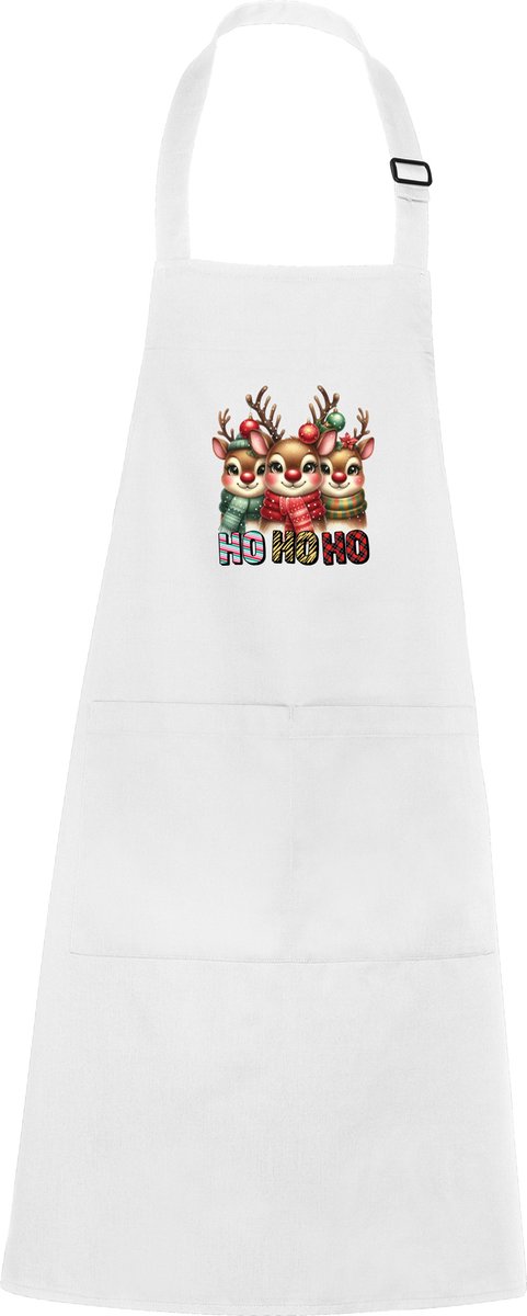 Wit schort met Full Color Ho Ho Ho met schattige rendieren