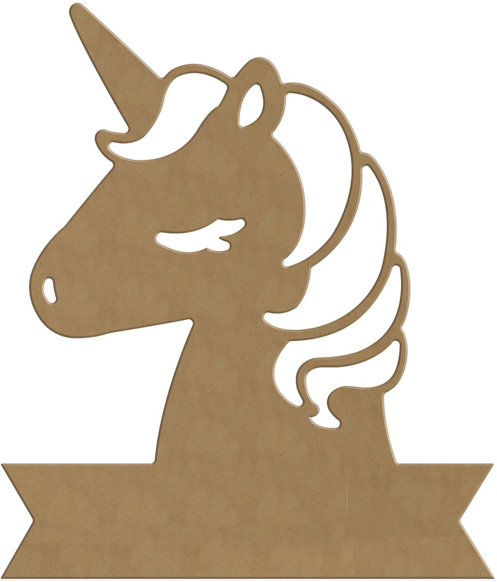 Gomille MDF figuur unicorn banner knutseldecoratie 25x29 cm.