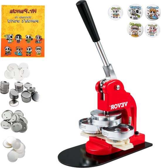 Button Maker- Button Press, 58mm Buttons - 500stuks - Badge Maker - Rood - Feestartikel - Button Machine