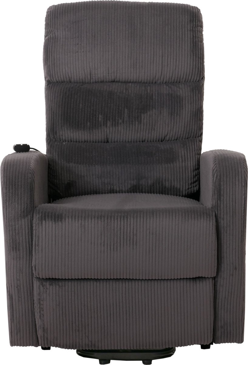 Cosmo Casa TV Stoel - Relaxstoel - Lig- en Opsteunfunctie - Metaal Textiel Cord - Donkergrijs