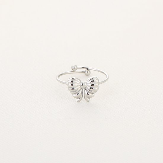 Bague minimaliste avec noeud - Michelle Bijoux - Bague argent - Bague femme - Acier inoxydable - Etanche - Sans nickel - Bague Taille unique - Bague réglable - Cadeau Noël - Bijoux Noël - Fête des mères - Saint Valentin - Bague ado