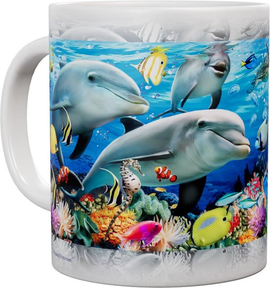 Pêche Dauphins Tortues Sous-Marines - Mug 440 ml