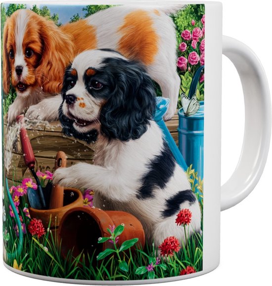 Chiens Chiots Dans Le Garden - Mug 440 ml