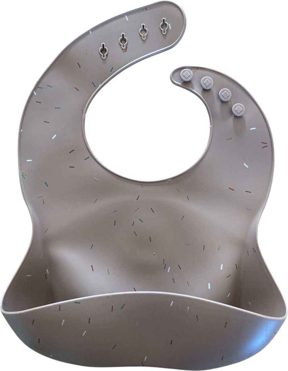 Goedkoopste Il Bambini - Slabbetje baby - kinderslab - siliconen slabbetje - slabbetje met opvangbak - verstelbaar - bruin - confetti