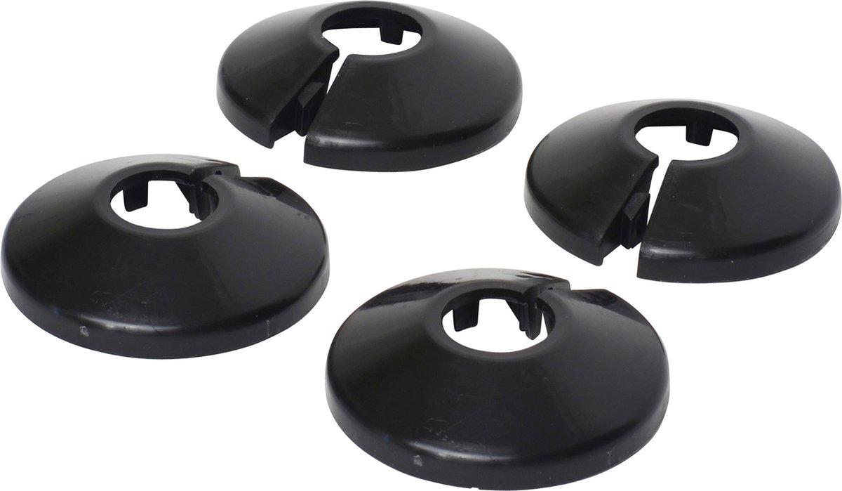 Sanivesk CV- buisrozetten 15 mm afwerkringen zwart – 4 stuks