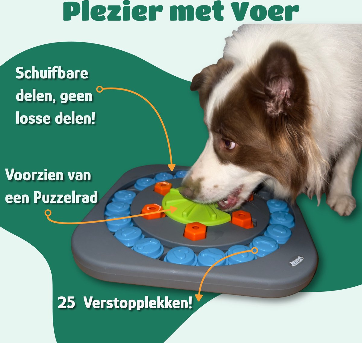 Mister Mill Puzzel Hond - Intelligentiespeelgoed Hond / Kat - Interactieve Hondenpuzzel - Denkspel Hond - Level 3 - Wiel van Woef - Interactieve Hond - Interactief Kattenspeelgoed - 35 x 35 CM — afbeelding 8