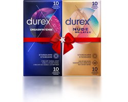 Durex - 20 stuks Condooms - Orgasm Intense Stimulerende Gel 10 stuks - Nude No Latex Huid op Huid gevoel 10 stuks - Voordeelverpakking - Cadeau voor man en vrouw