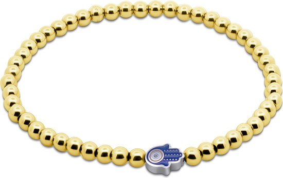 CO88 Collection - 8CB-91333 - Bracelet femme en acier avec perles et main - 4 mm - couleur or