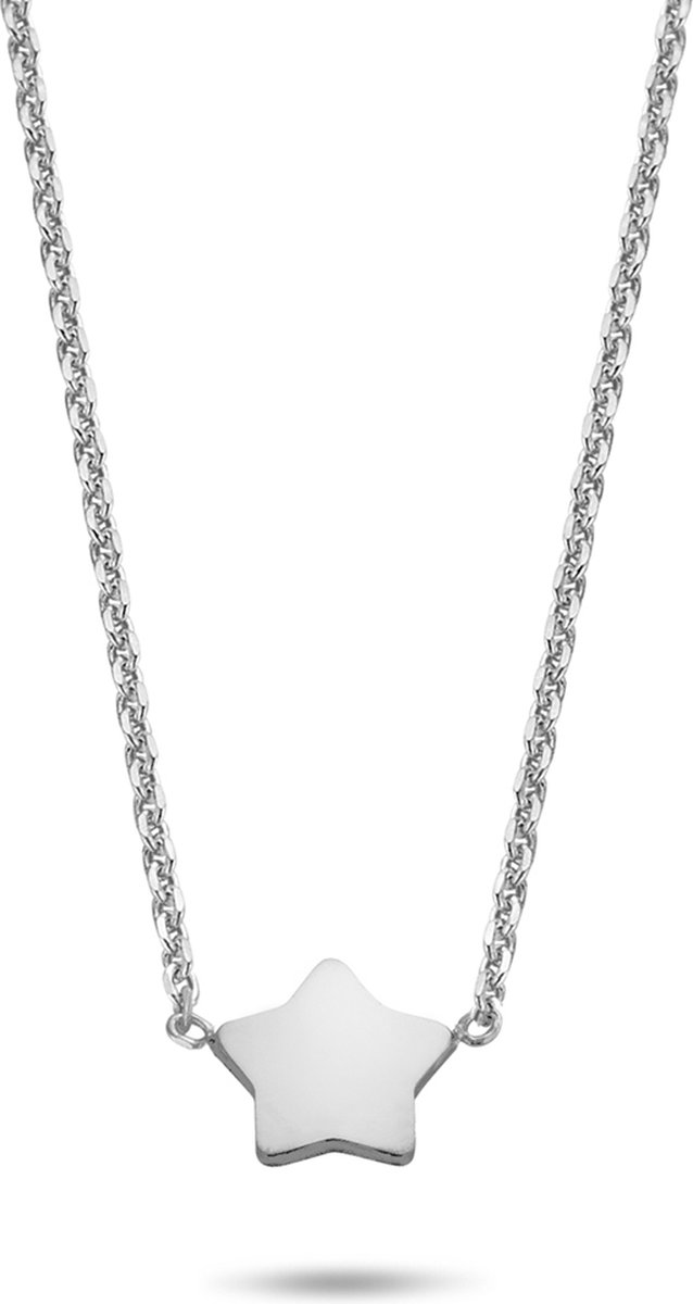 New Bling 9NB-0342 Zilveren Collier met Ster - 38 + 5 cm - Ster - Zilver - Ankerschakel - Zilverkleurig