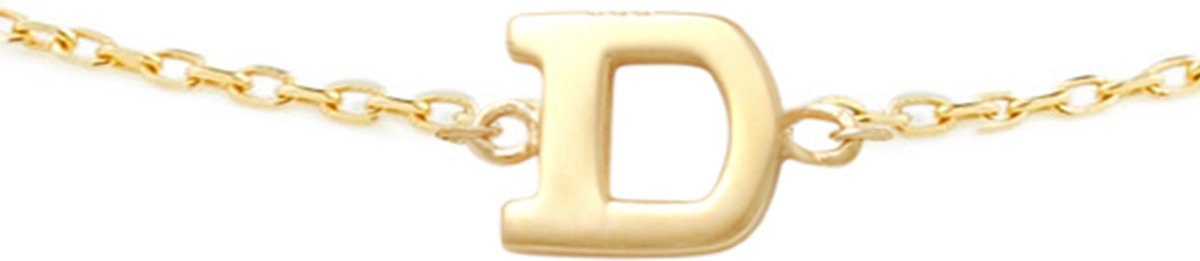 New Bling 9NBG-901D Gouden Armband met Letter D - 6mm - Ankerschakel - 16+1+1cm - 14 Karaat - Goud