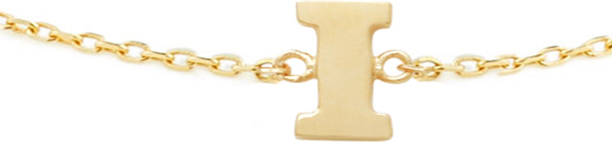 New Bling 9NBG-901I Gouden Armband met Letter I - 6mm - Ankerschakel - 16+1+1cm - Initiaal sieraad - 14 Karaat - Goud