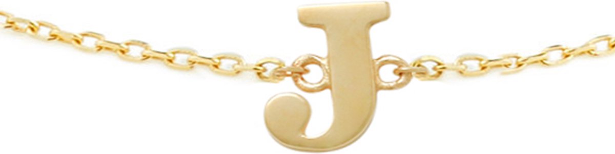 New Bling 9NBG-901J Gouden Armband met Letter J - 6mm - Ankerschakel - 16+1+1cm - Initiaal sieraad - 14 Karaat - Goud