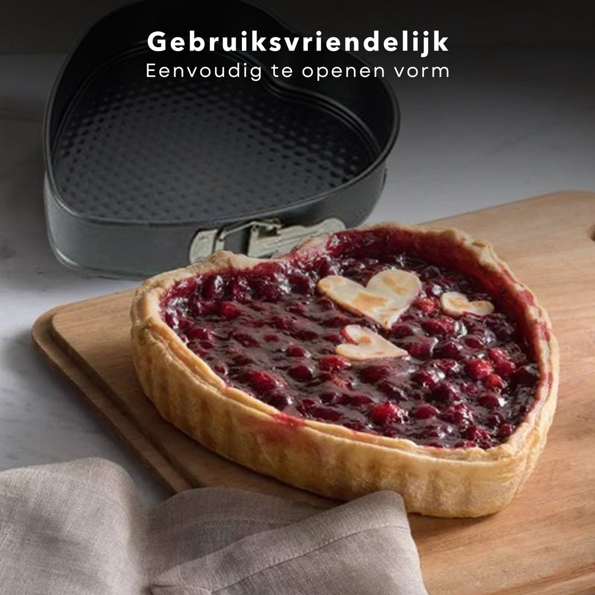 Springvorm Set 3-Delig - Ovenbestendig - Hartvormig en Ronde Bakvormen - Bakvorm set - Springvorm - Cakevorm - Bakvormen - Hartjes Taartvorm - Zwart - Inclusief EBOOK – foto 2