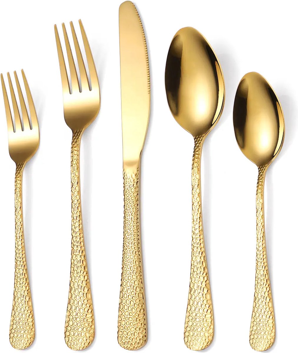 Gouden Bestekset 30-delig - Luxe Eetbestek voor 6 Personen - Goudkleurig Roestvrij Staal - Elegant Motief