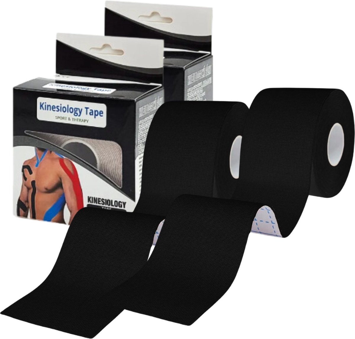 MyBodyFuel - Kinesiologie Tape - Sporttape - 5cm Breed - 5m Lang - Zwart - 2 Stuks