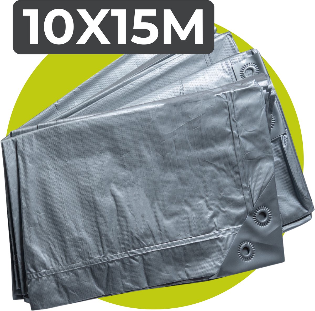 Xstrong Afdekzeil Allround - 10 x 15 m - 120g/m2 - Grijs - 100% Waterbestendig en Scheurbestendig - voor daken, zwembaden, tuinmeubelen, voertuigen, fietsen, aanhangwagen