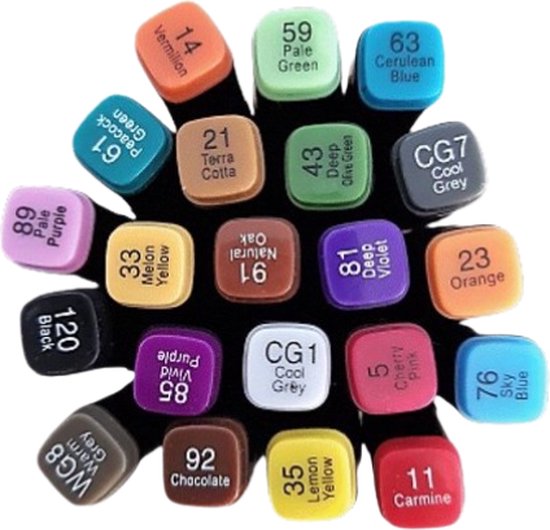 Stiften Voor Volwassenen Touch Twinmarkers Dubbelzijdige Alcohol Stiften 21 stuks – Dual Tip Markers – Tekenstiften – Kleurstiften – Fineliners – Dikke Dunne Stiften –  Handlettering Kalligrafie Bullet Jounal Dagboek – Kleuren