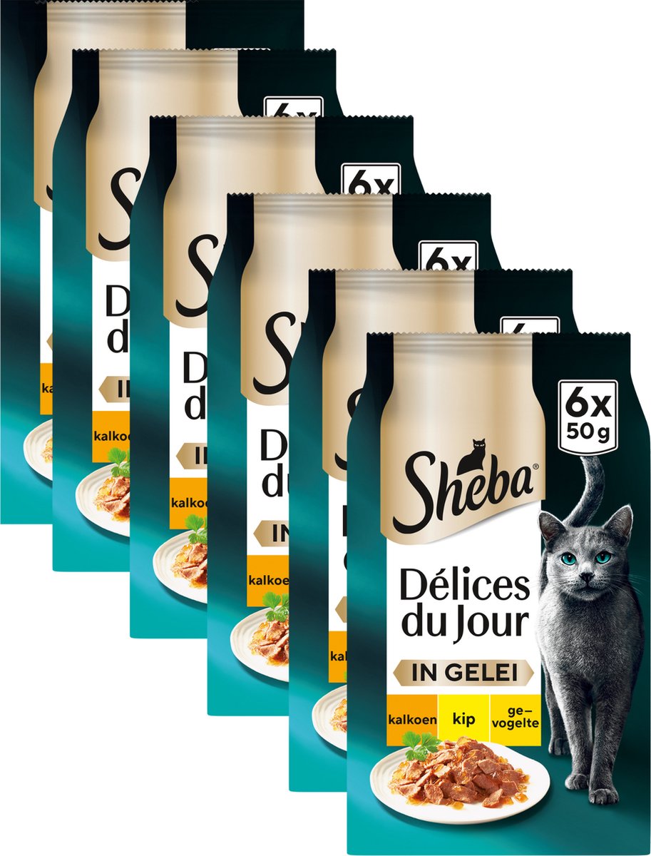 Sheba Sheba Kattenvoer - Délices du Jour - Gevogelte Selectie in gelei - Natvoer - 36 x 50 g