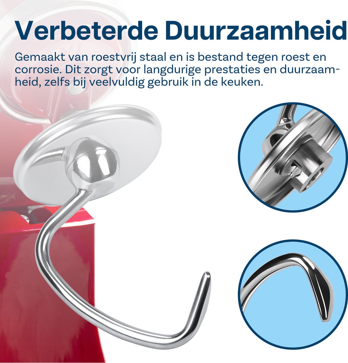 Roestvrijstalen Deeghaak K45DH voor KitchenAid 4,5-5 Quart Tilt-Head Stand Mixers Artisan & Classic Series van MMOBIEL - Vervangende Broodhaak - Mengaccessoire Vervanging – Vaatwasmachinebestendig thumbnail 4
