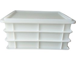 3 x Deegkrat - Pizza deegbakken 40x30x7cm wit met 1 deksel