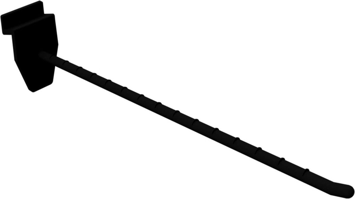 Lamellenwand Blisterhaak - 20 cm - Enkel - Zwart - Kunststof Slatwall Displayhaak