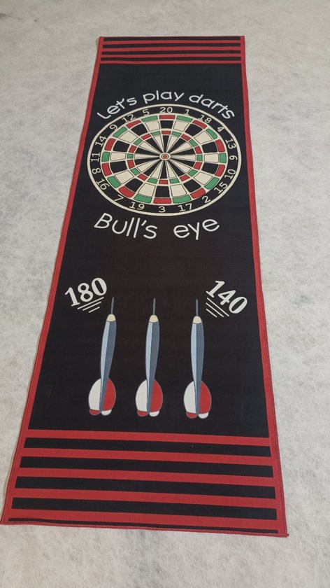 Dartmat - dartkleed - Zwart - Bulls Eye - 237 x 80 cm - antislip - wasbaar - met pijlen op dartmat