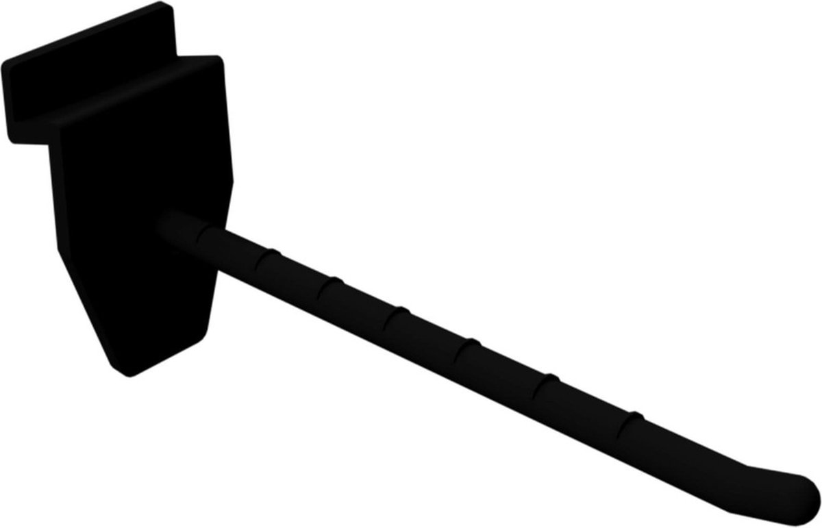 Lamellenwand Blisterhaak - 10 cm - Enkel - Zwart - Kunststof Slatwall Displayhaak