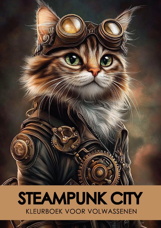 Kleuren & Ontspannen - Steampunk City - Luxe Kleurboek voor Volwassenen & Tieners - Fantasy & Dieren - 48 Fantasie Kleurplaten op A4 - 140g Papier - Perfect als Cadeau - KLEURLAB®