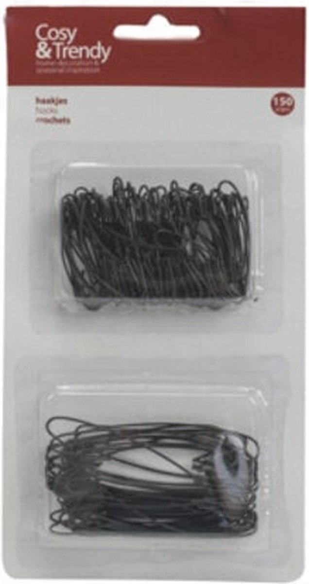 Haakjes voor kerstballen - zwart - Groot x50, standaard x100