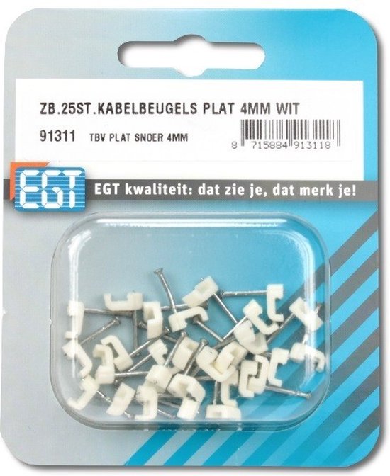 Support de câble plat 4mm blanc 25 pcs