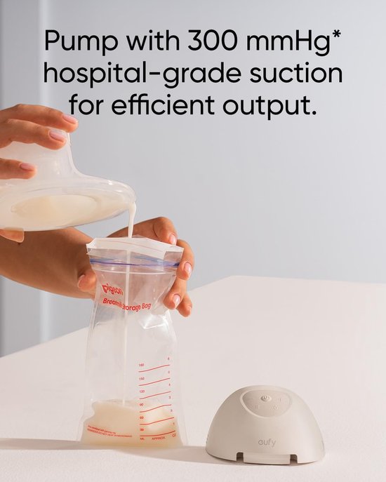 Eufy Draagbare Borstkolf Breast Pump E10, Handsfree Elektrische Borstkolf met App-bediening, Gepersonaliseerd Slim Ritme, Ziekenhuiskwaliteit Zuigkracht voor Meer Melk, Draagbaar, 17mm - 24mm Borstschilden, Lekvrij & Ultra-Stil van eufy — afbeelding 5