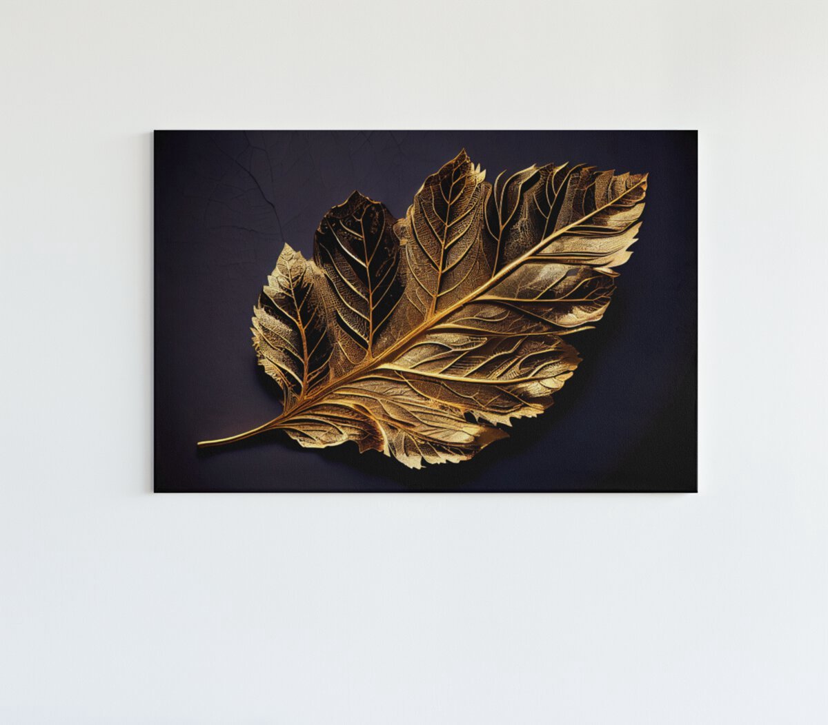 Trendex Global Canvas Schilderij Abstract - Blad - Zwart - Goud - 60x40x2 cm
