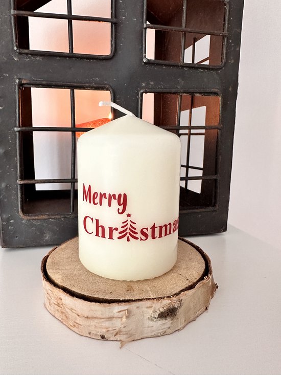 Kerstkaars - Kaars - Merry Christmas - Persoonlijke boodschap - Feestdagen - Kerstboodschap - Herdenkingskaars AF-MCROOD