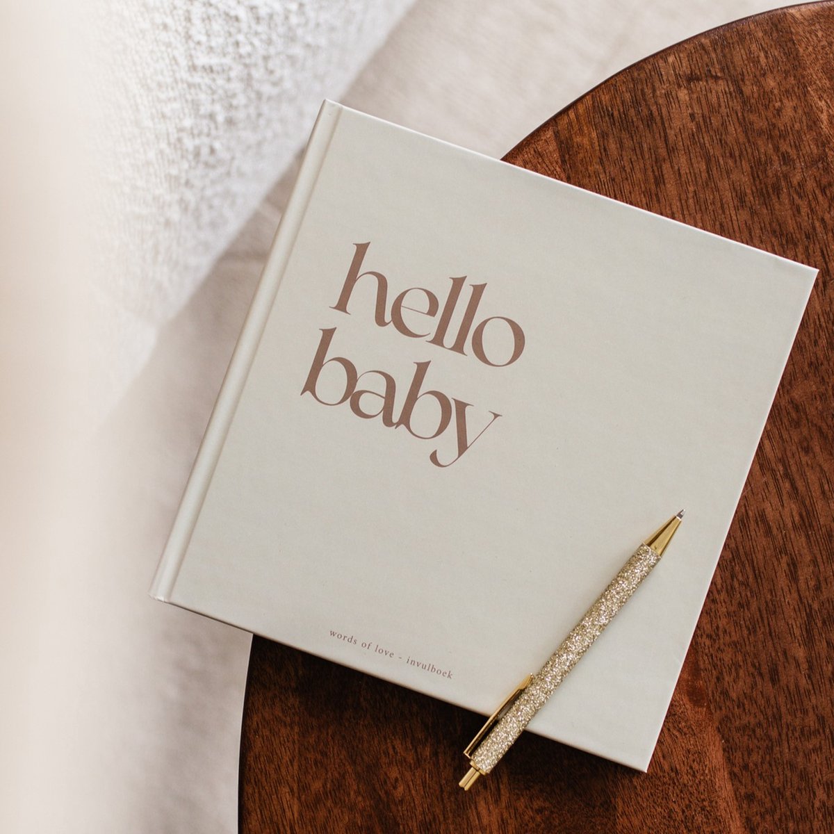 Babyshower invulboek - babyborrel - gastenboek - beige