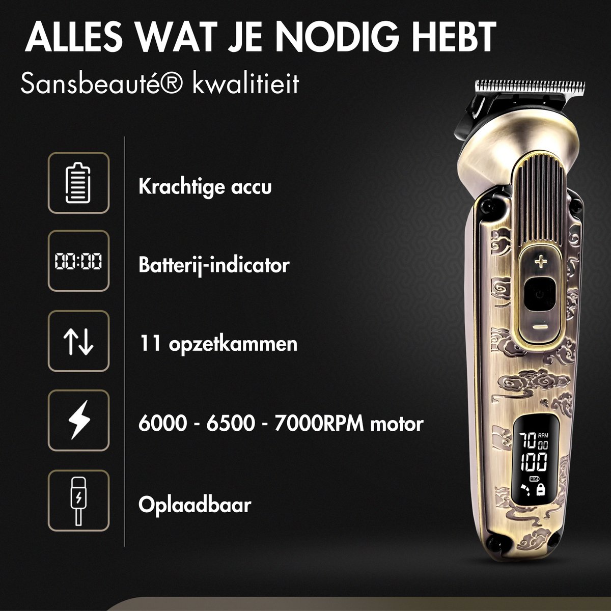 Sansbeauté 9-in-1 Baardtrimmer Mannen thumbnail 3