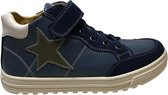 Naturino - Penshaw - Mt 39 - velcro elastiek groene ster hoge lederen sneakers - blauw/navy/wit