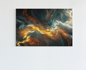 Peinture sur toile - Abstrait - Vert - Or - Zwart - Art - Décoration murale - 150x100x2 cm