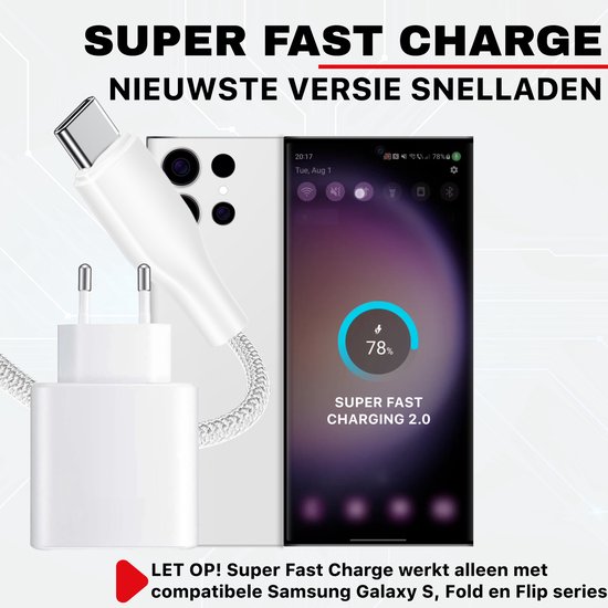 45W USB C-Oplader Snellader, Super Fast Charger Voedingsadapter Met 2 M 5a Oplaadkabel Snellaadkabel Voor Samsung Galaxy S25 S24 S23 S22 Ultra Plus S21 S20fe Note10 A72 A55 A54 A53 Tab S9 S8 S10