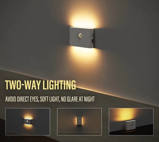 LED-inductie-nachtlampje Draadloos USB-opladen Menselijk lichaam Inductie-wandlamp Slaapkamer Gang Kast Badkamer Nachtlampje — afbeelding 3