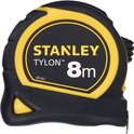 Zwarte Stanley Tylon rolbandmaat met geel rond logo dat 'Stanley Tylon 8m' toont.