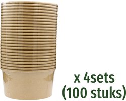 Kraft Saladebakjes met deksel - 750ml - Ø 15 cm - Inclusief Deksel - 100 Stuks - Kraft Salade bowl - saladebakken met deksel - bruin bakje - Ronde saladeschaal met deksel - lunchbox - rond bakje - bakje - bakjes met deksel - takeaway bakjes