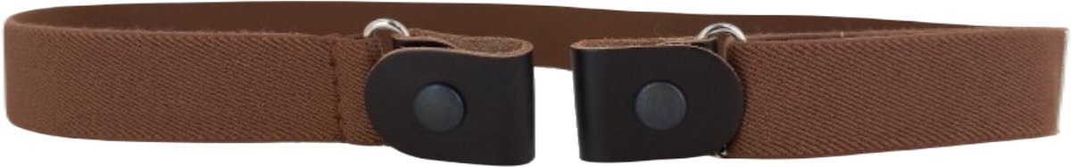 Gesploze Riem | Elastische Riem zonder gesp | Gespvrije Riem | 3cm breed | Riemmaat: one size fits all | 100% echt leer | Kleur: cognac