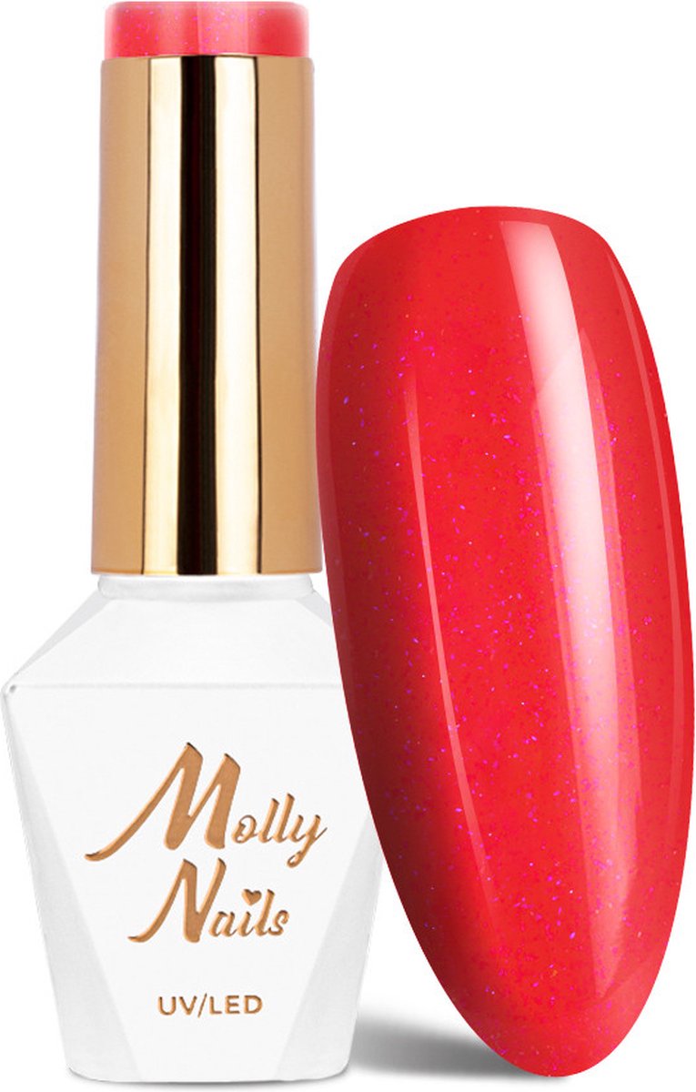 Goedkoopste Molly Nails Gellak Nr 195 Dazzling Heart - Hema/Di-Hema vrij - gellak - gelpolish - nagels - nagelstyliste - manicure - rood - nagelverzorging - lak - gelnagels - gel - polish -8 gr - Caramdia