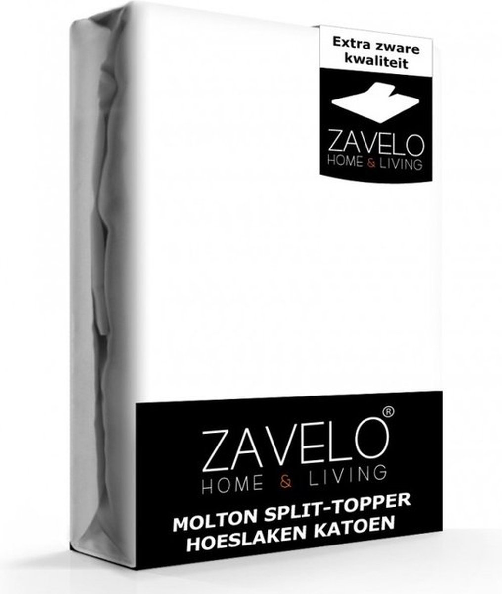 Zavelo Molton Split-Topper Hoeslaken - 160x220 cm - 100% Katoen - 10cm Hoekhoogte - Wasbaar tot 60 graden - Rondom Elastisch